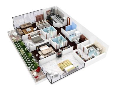 Floor Plan Image of 1721 Sq.ft 3 BHK Apartment / Flat for sale in Kalpataru Vivant, Jogeshwari East Mumbai for Rs. 33800000
