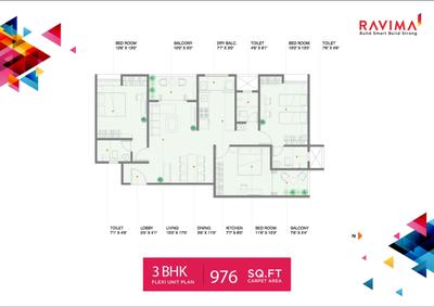 Image of 1070 Sq.ft 3 BHK Apartment / Flat for sale in Newton Homes Tathawade Phase II, Tathawade, Pune for Rs. 10000000