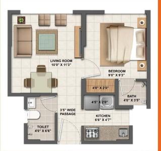 Image of 600 Sq.ft 1 BHK Apartment / Flat for sale in Thane West, Thane for Rs. 3500000