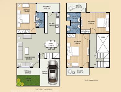 Floor Plan Image of 1040 Sq.ft 3 BHK Duplex for rent in Swadesh Orchard Majesty, Gandhinagar Bhopal for Rs. 25000