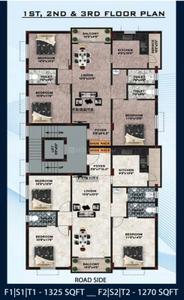 Floor Plan Image of 1325 Sq.ft 3 BHK Apartment / Flat for sale in Keelkattalai Chennai for Rs. 10600000