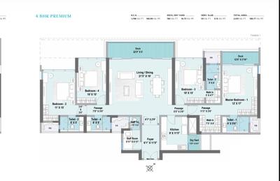 Floor Plan Image of 3500 Sq.ft 4 BHK Apartment / Flat for sale in Raheja Atlantis 1, Juinagar Navi Mumbai for Rs. 69000000