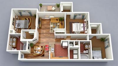 Floor Plan Image of 1460 Sq.ft 3 BHK Apartment / Flat for sale in Kalpataru Vivant, Jogeshwari East Mumbai for Rs. 31000000