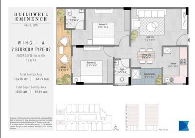 Image of 1030 Sq.ft 2 BHK Apartment / Flat for sale in Buildwell Eminence, Jakhya, Indore for Rs. 5665000