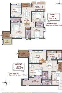 Image of 1137 Sq.ft 2 BHK Apartment / Flat for sale in Kolathur, Chennai for Rs. 11200000