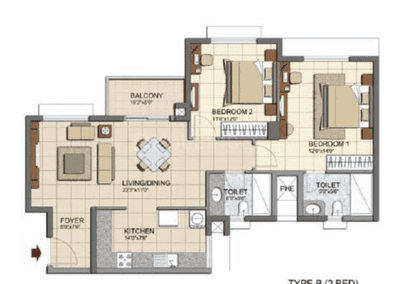 Image of 1216 Sq.ft 2 BHK Apartment / Flat for sale in Prestige Lakeside Habitat, Gunjur Village, Bengaluru for Rs. 19500000