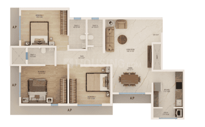 Image of 903 Sq.ft 3 BHK Apartment / Flat for sale in Dream Nityanand Cosmopolitan CHSL, Thane West, Thane for Rs. 21800000