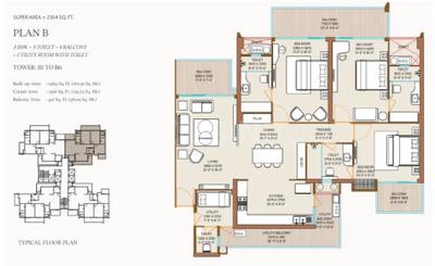 Image of 2304 Sq.ft 3 BHK Apartment / Flat for sale in Ivory County, Sector 115, Noida for Rs. 33408000