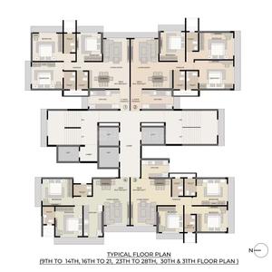 Floor Plan Image of 968 Sq.ft 3 BHK Apartment / Flat for sale in Shraddha Elite, Borivali West Mumbai for Rs. 32000000