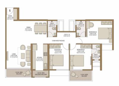 Image of 1950 Sq.ft 3 BHK Apartment / Flat for sale in The Royal Bay, Nerul, Navi Mumbai for Rs. 43000000