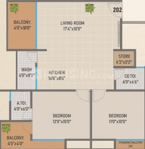 Image of 1287 Sq.ft 2 BHK Apartment / Flat for sale in Gruham Heaven, Bhatha, Surat for Rs. 5900000