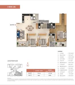 Image of 1907 Sq.ft 3 BHK Apartment / Flat for sale in Adarsh Welkin Park, Gattahalli, Bengaluru for Rs. 27500000
