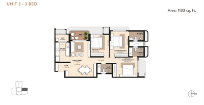 Image of 1586 Sq.ft 3 BHK Apartment / Flat for sale in Lodha Panache Phase 1, Hinjawadi, Pune for Rs. 16200000