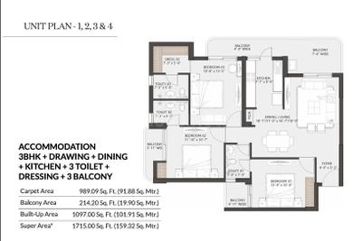 Image of 1097 Sq.ft 3 BHK Apartment / Flat for sale in Oro Dynasty, Arjunganj, Lucknow for Rs. 16000000