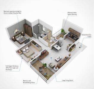 Image of 880 Sq.ft 2 BHK Apartment / Flat for sale in Tulip Infinity Avana, Punawale, Pune for Rs. 8500000