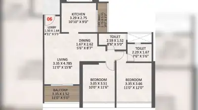 Image of 1200 Sq.ft 2 BHK Apartment / Flat for sale in UNI 89 Wing B, Mundhwa, Pune for Rs. 12500000