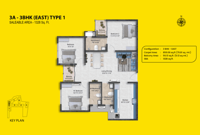 Image of 1354 Sq.ft 3 BHK Apartment / Flat for sale in Kuthambakkam, Chennai for Rs. 6000000