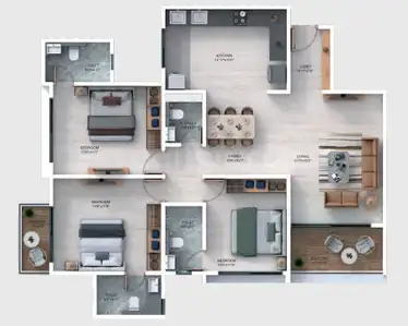 Floor Plan Image of 1687 Sq.ft 3 BHK Apartment / Flat for sale in Shankeshwar Kingsland Phase 1, Hinjawadi Pune for Rs. 15100000