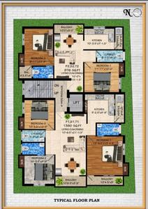 Floor Plan Image of 1380 Sq.ft 3 BHK Apartment / Flat for sale in Madipakkam Chennai for Rs. 12144000