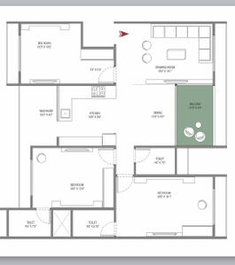 Image of 2142 Sq.ft 3 BHK Apartment / Flat for sale in Zundal, Ahmedabad for Rs. 7500000