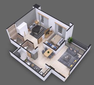 Floor Plan Image of 1215 Sq.ft 2 BHK Apartment / Flat for sale in Ghuma Ahmedabad for Rs. 5400000