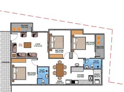 Image of 1170 Sq.ft 2 BHK Apartment / Flat for sale in Banaswadi, Bengaluru for Rs. 11500000