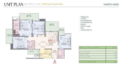 Image of 2431 Sq.ft 4 BHK Apartment / Flat for sale in Northwind Sanctuary, Sector PI, Greater Noida for Rs. 30400000