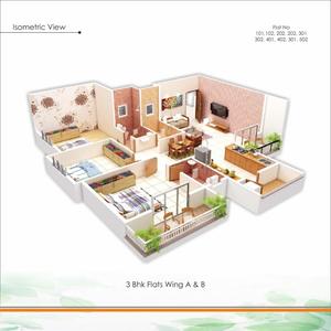 Image of 1600 Sq.ft 3 BHK Apartment / Flat for sale in Besa, Nagpur for Rs. 5300000