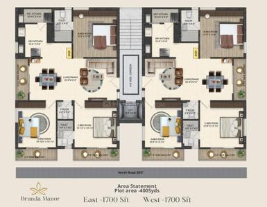 Image of 1700 Sq.ft 3 BHK Apartment / Flat for sale in Puppalaguda, Hyderabad for Rs. 12070000