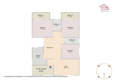 Image of 1334 Sq.ft 3 BHK Apartment / Flat for sale in K R Puram, Bengaluru for Rs. 13000000