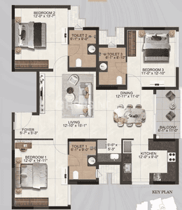 Image of 1400 Sq.ft 4 BHK Apartment / Flat for sale in Thoraipakkam, Chennai for Rs. 17600000