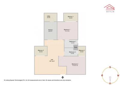 Image of 1279 Sq.ft 2 BHK Apartment / Flat for sale in Birla Applespire by Apple Group, Nayandahalli, Bengaluru for Rs. 16700000