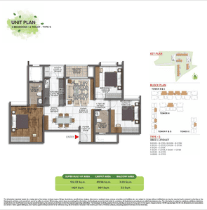 Image of 1323 Sq.ft 3 BHK Apartment / Flat for sale in Brigade Sanctuary, Thigala Chowdadenahalli, Bengaluru for Rs. 22000000