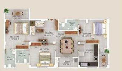 Image of 1500 Sq.ft 3 BHK Apartment / Flat for sale in Rashmi Lifestyle, Patia, Bhubaneswar for Rs. 10266000