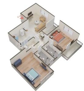 Image of 980 Sq.ft 2 BHK Apartment / Flat for sale in Hakke Ekaant, Fursungi, Pune for Rs. 5800000