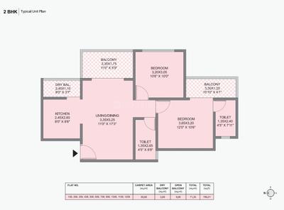Image of 1105 Sq.ft 2 BHK Apartment / Flat for sale in Pyramid Parkland, Bhukum, Pune for Rs. 5200000
