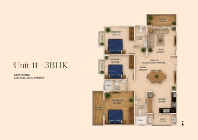 Image of 1465 Sq.ft 2 BHK Apartment / Flat for sale in Kalkere, Bengaluru for Rs. 13917500