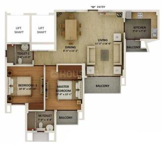 Image of 990 Sq.ft 2 BHK Apartment / Flat for sale in Shalimar Oneworld Vista, Gomti Nagar, Lucknow for Rs. 12000000