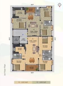 Image of 1099 Sq.ft 3 BHK Apartment / Flat for sale in Madhanandapuram, Chennai for Rs. 8200000
