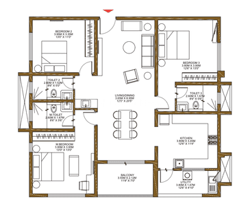 Image of 1308 Sq.ft 2 BHK Apartment / Flat for sale in Kukatpally, Hyderabad for Rs. 13300000