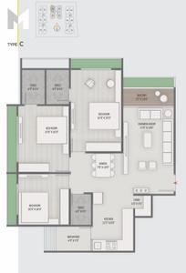 Floor Plan Image of 1755 Sq.ft 3 BHK Apartment / Flat for sale in Mount Milano, South Bopal Ahmedabad for Rs. 8000000