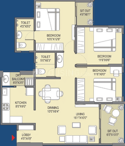 Image of 1374 Sq.ft 3 BHK Apartment / Flat for sale in Shree Nivasa Elevia Phase II, Mundhwa, Pune for Rs. 8800000