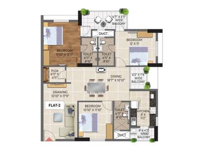 Image of 1800 Sq.ft 3 BHK Apartment / Flat for sale in Laxmi Fresh Living, Phulnakhara, Cuttack for Rs. 15300000