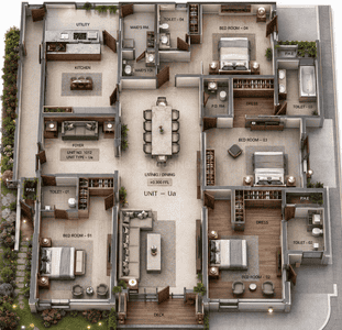 Image of 4041 Sq.ft 4 BHK Apartment / Flat for rent in Prestige White Meadows, Whitefield, Bengaluru for Rs. 210000