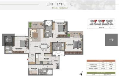 Image of 2003 Sq.ft 3 BHK Apartment / Flat for sale in Prestige Elm Park, Chansandra, Bengaluru for Rs. 30000000