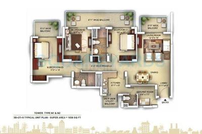 Image of 1830 Sq.ft 3 BHK Apartment / Flat for sale in Paras Irene, Sector 70A, Gurgaon for Rs. 25000000