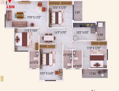 Image of 1765 Sq.ft 4 BHK Apartment / Flat for sale in Skyblue Oasis, Manish Nagar, Nagpur for Rs. 7236500