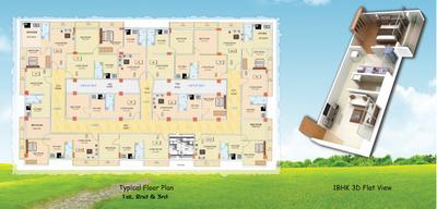 Floor Plan Image of 430 Sq.ft 1 BHK Apartment / Flat for sale in Perfect Davos Residency, Vangani Thane for Rs. 1000000