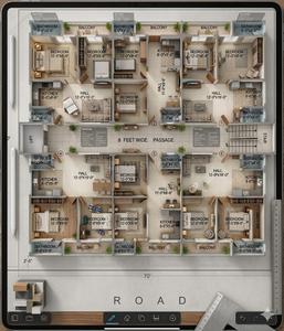 Floor Plan Image of 772 Sq.ft 2 BHK Apartment / Flat for sale in Gomti Nagar Lucknow for Rs. 3500000