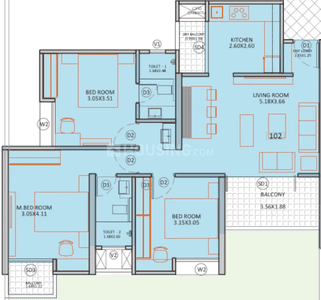 Image of 1080 Sq.ft 2 BHK Apartment / Flat for sale in Balaji BG Aspiro, Ravet, Pune for Rs. 5500000